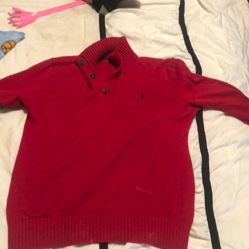 red polo sweater